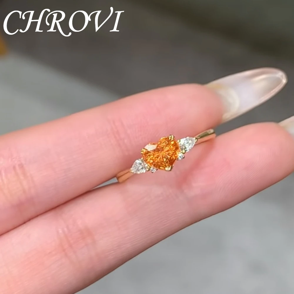 Luxuriöser 925 Sterling Silber Goldener Morganit-Orangefarbener Herzförmiger Ring - Herzförmiger Edelstein Fendra Steinring für Damen – Detail 4