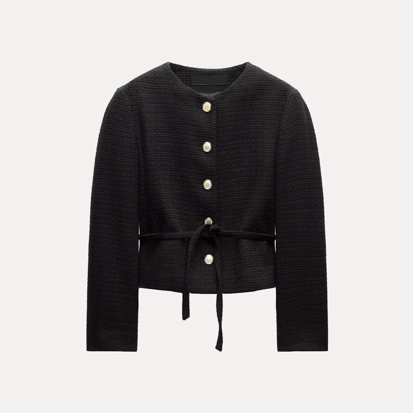 Faionable Texture Open Vest Jas Dames Sle Veelzijdig Herfst 2025, Z Stand Fit ort Bovenkleding Lang Sve