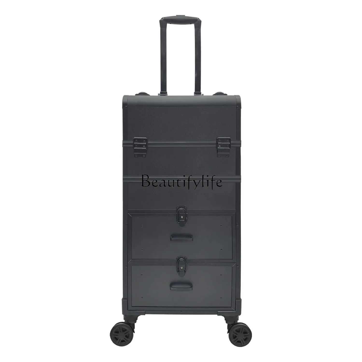 Light luxury aluminum alloy large trolley cosmetic case professional with mirror manicure embroidery storage case