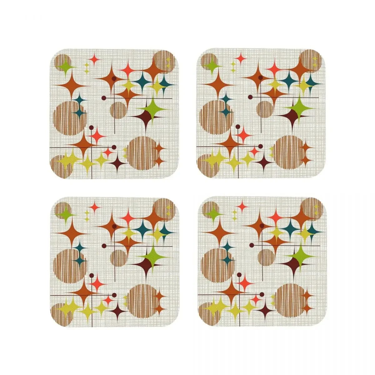 Eames Era Starbursts And Globes 4 (bkgrnd) Coasters Coffee Mats Set of 4 Placemats Cup Tableware Decoration & Accessories Pads