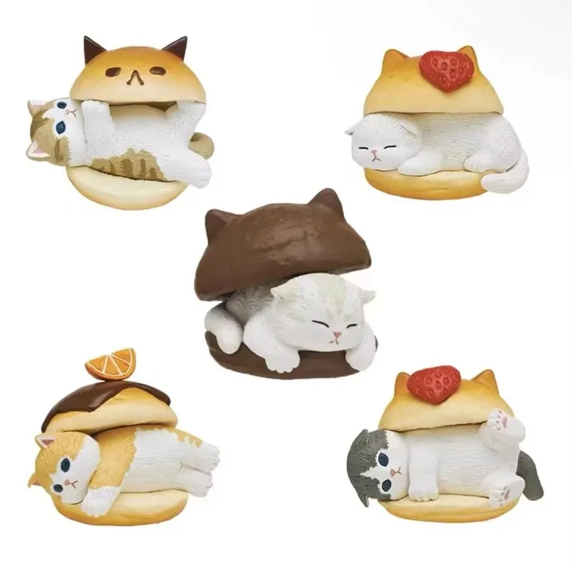 Kawaii Mofusand Cats Figures Maritozzo Cat Action Figure Gashapon Sandwich Bread Q Version Gifts Model Toy