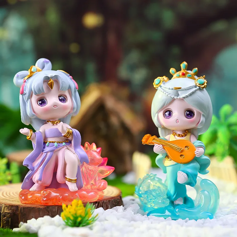 Dunhuang Feitian Apsaras Doll Blue Dragon Nine-Tailed Fox Girl Series Chinese Mythological Cre