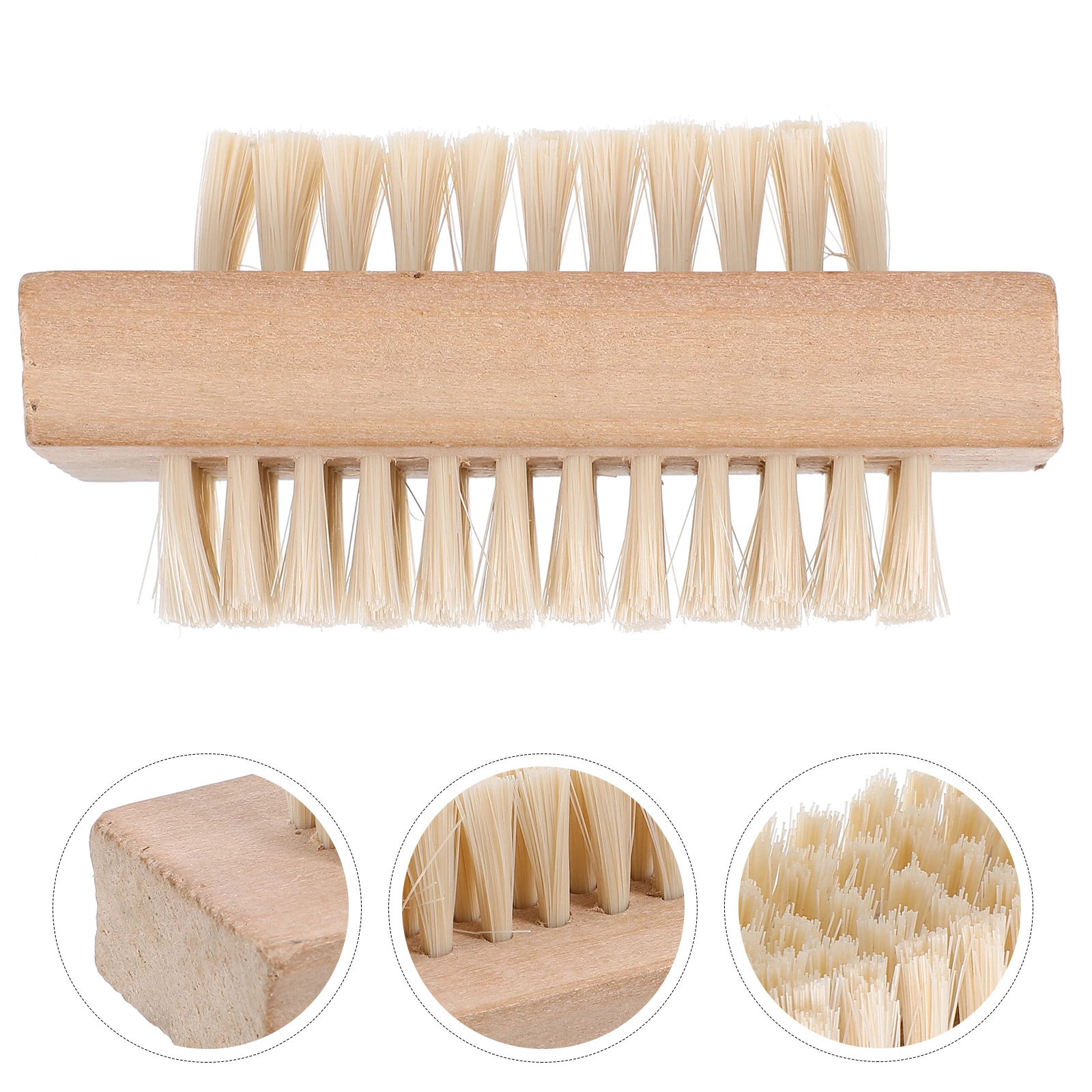 فرشاة أظافر خشبية مزدوجة الجوانب لتنظيف أظافر الأظافر مزيل طلاء الأظافر مقبض غير قابل للانزلاق قبضة ثابتة متينة