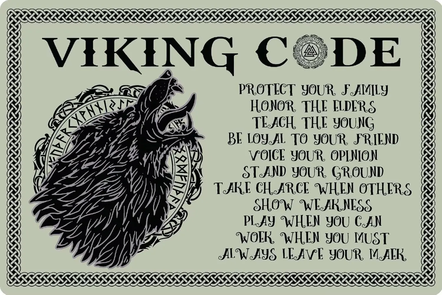 Viking Gifts For Men Viking Code Sign Viking Wall Decor For Home Bar 8x12 inches sign