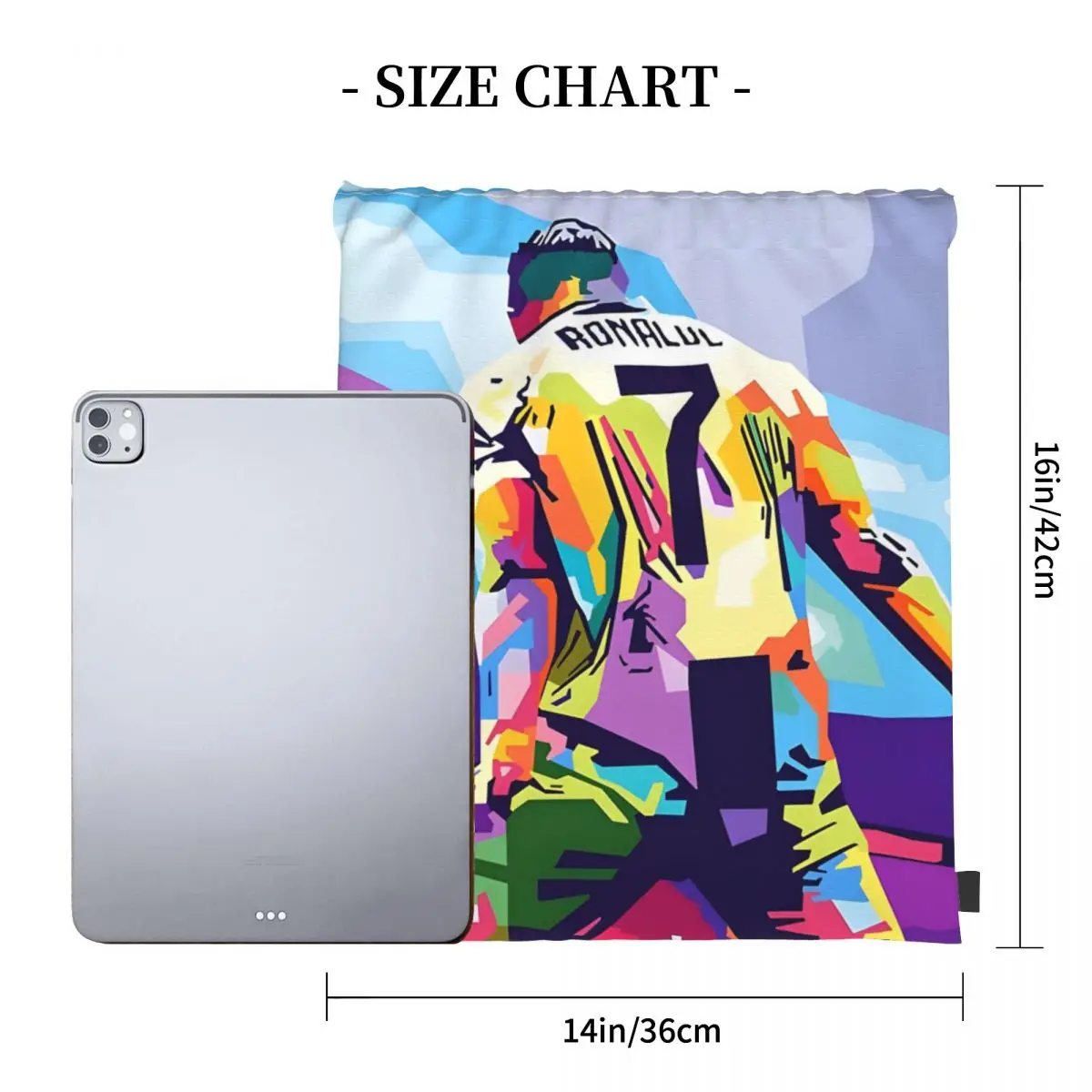 Cristiano Ronaldo Celebration Wpap Pop Art Portable Sports Bag Thicken Drawstring Belt Riding Backpack Gym Drawstring Shoes Bag