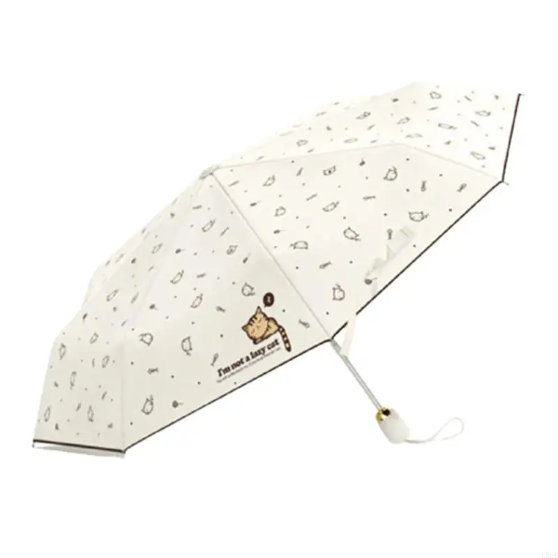 

L9NB Automatic Folding Umbrella Windproof Foldable Black Coating Umbrellas for Women Girls Students Use for Protection