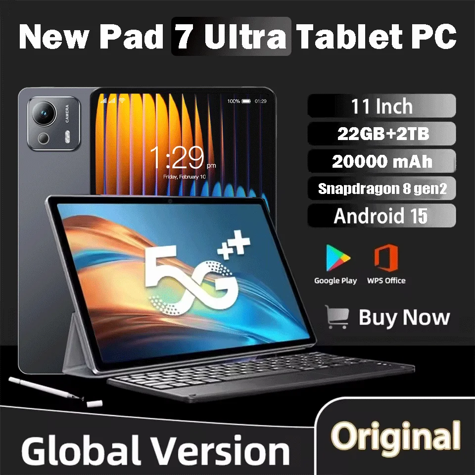 

2026 Global Version Pad 7 Ultra Tablet PC 11 inch HD Snapdragon 8gen3 Android 15 22GB+2TB 5G Dual SIM WiFi GPS Tab PC