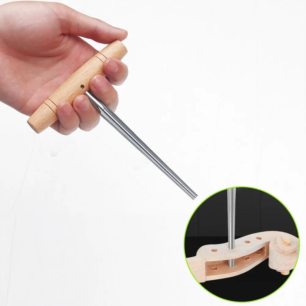 مخرطة ثقب ربط الكمان 1:30 مستدقة مع مقبض خشبي لأداة الكمان Luthier 3/4 4/4 لصيانة الآلات الموسيقية الوترية #5