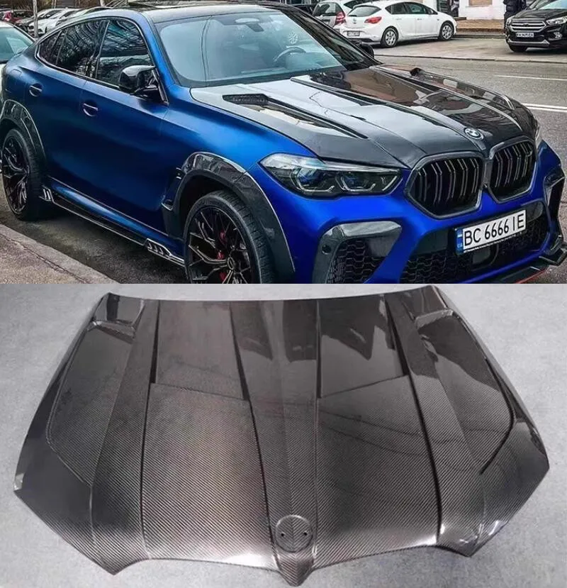 

For BMW X6M G06 F96 2019-2023 Real Carbon Fiber Front Bumper Engine Hood Vent Machine Cover Body Kit