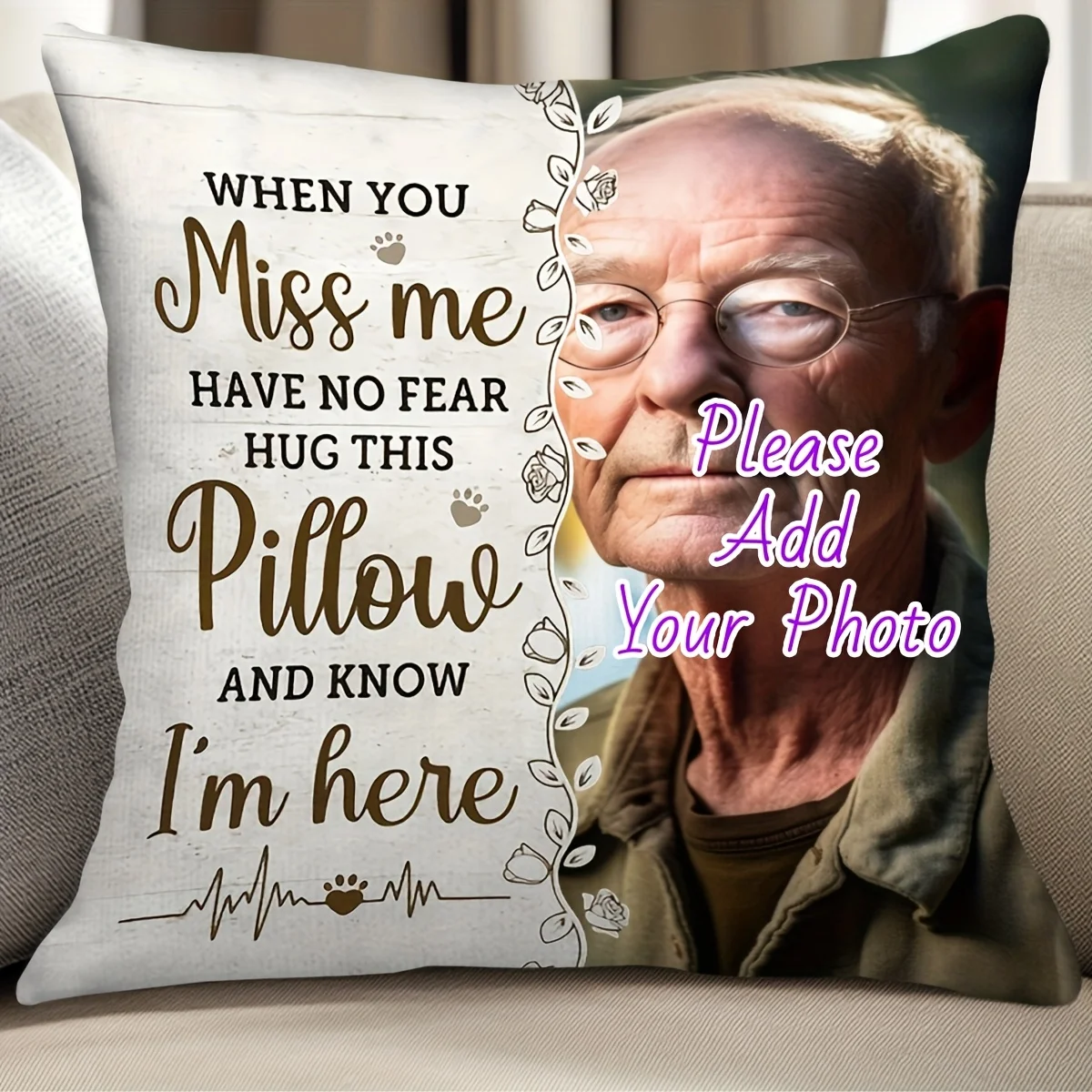1 piece, personalized half area custom pillow cover, short plush, no pillow core, single-sided printing, 18x18 inches, family gi