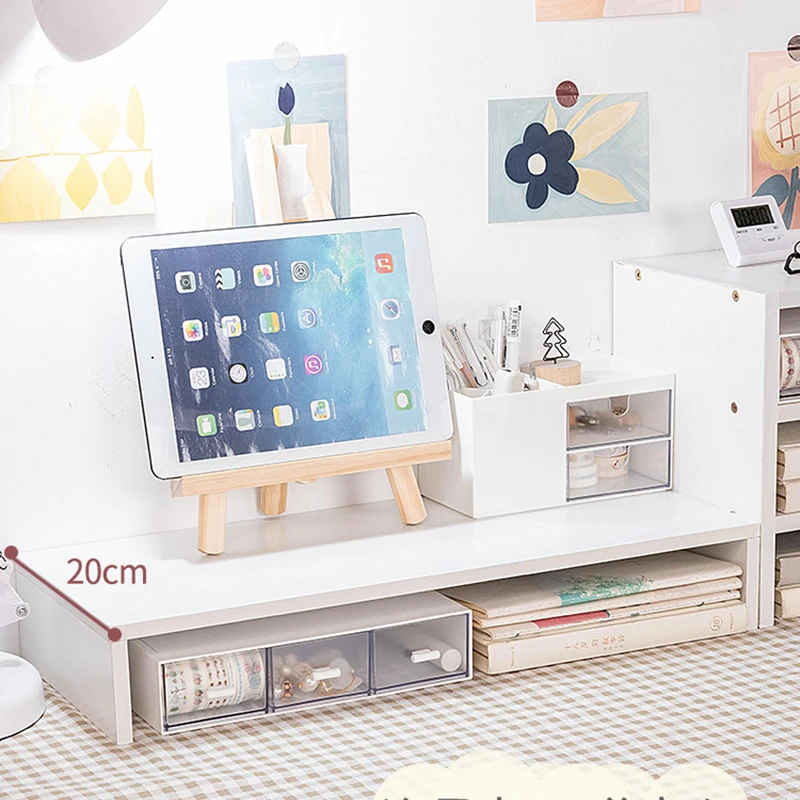 Organizador do desktop computador de madeira rack elevado portátil mesa armazenamento rack monitor base suporte almofada aumento rack material escritório