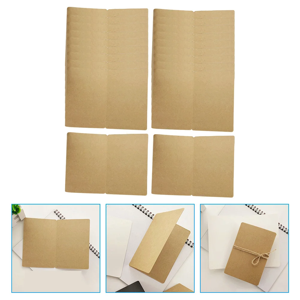 

20Pcs Blank Kraft Paper Rustic Greeting Cards Folded Note Cards 5x7 DIY Wedding Invitations Card Making Supplies