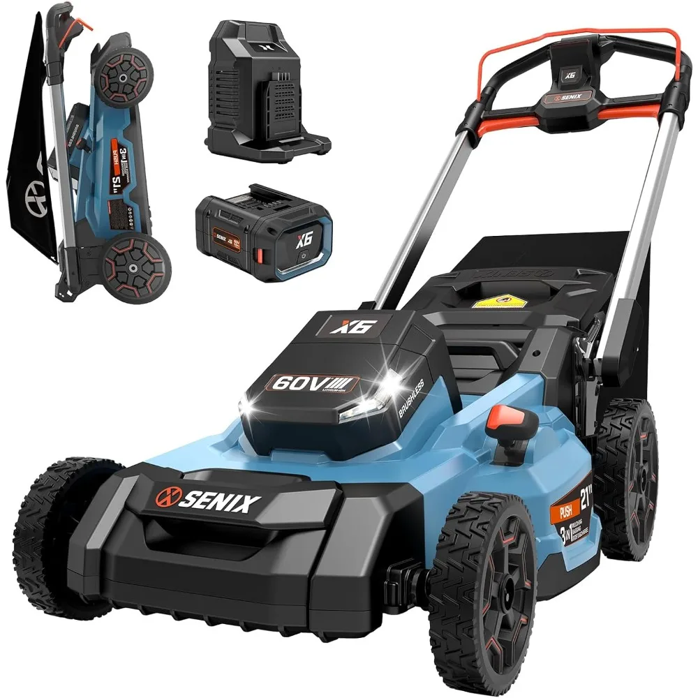 

X6 60 Volt Max* 21-Inch 3-in-1 Cordless Push Lawn Mower, with Bagging, Mulching, and Side Discharge, Height Adjustment, Smart D
