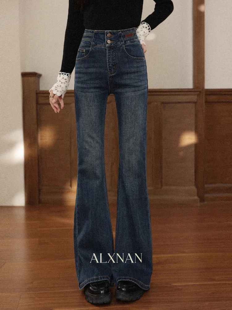 

ALXNAN Women's Jeans 2025 Autumn New Straight Leg High Waist Slim Fit Flared Pants Casual Versatile Woman's Baggy Jeans L57699