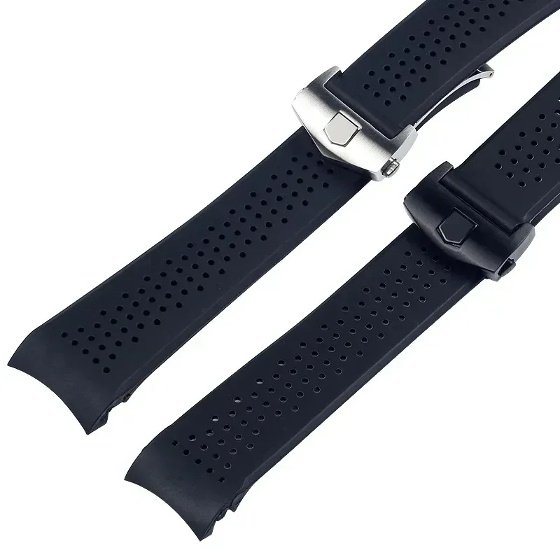 22mm 24mm cinturino per orologio per TAG HEUER GRAND CARRERA AQUARACER cinturino in silicone morbido cinturino da uomo cinturino in gomma catena