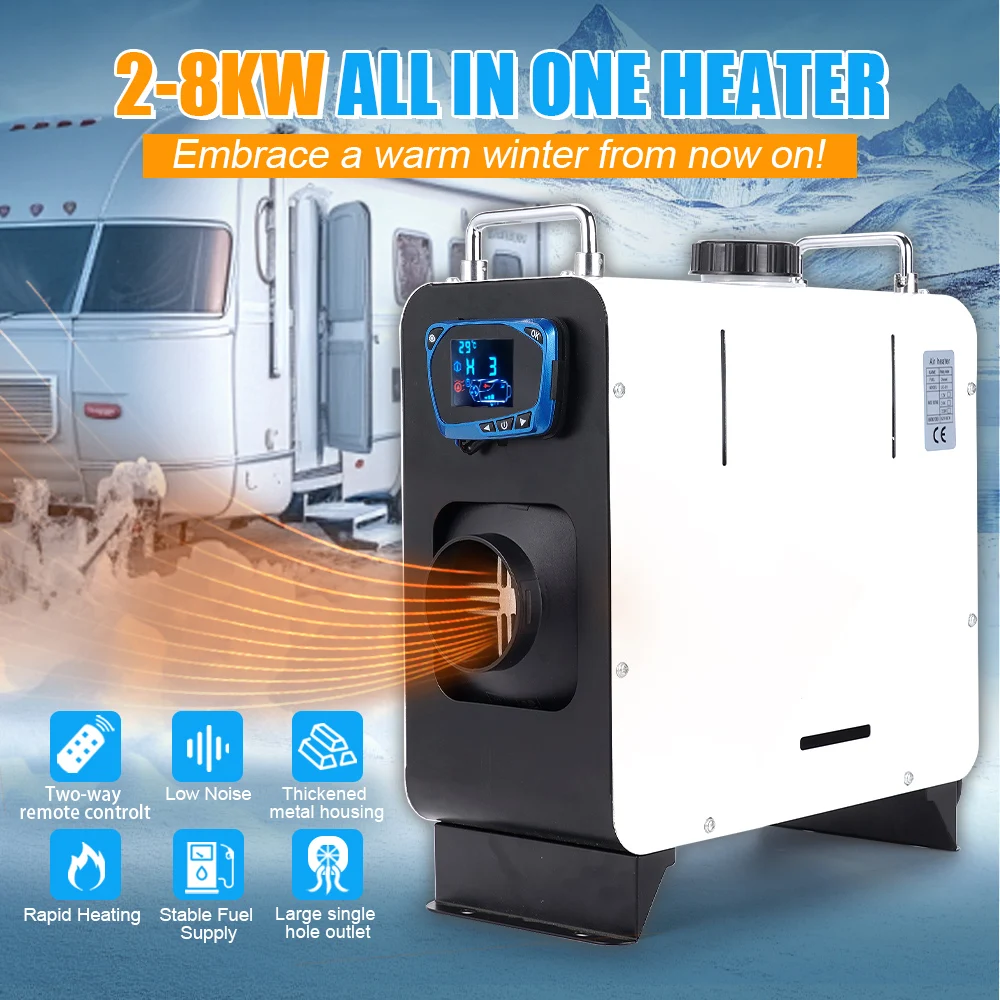 2/5/8KW Diesel Heater 12V&24V&220V All in One Car Diesel Air Heater  with Remote Control LCD Switch For Home RV Vehicle Truck