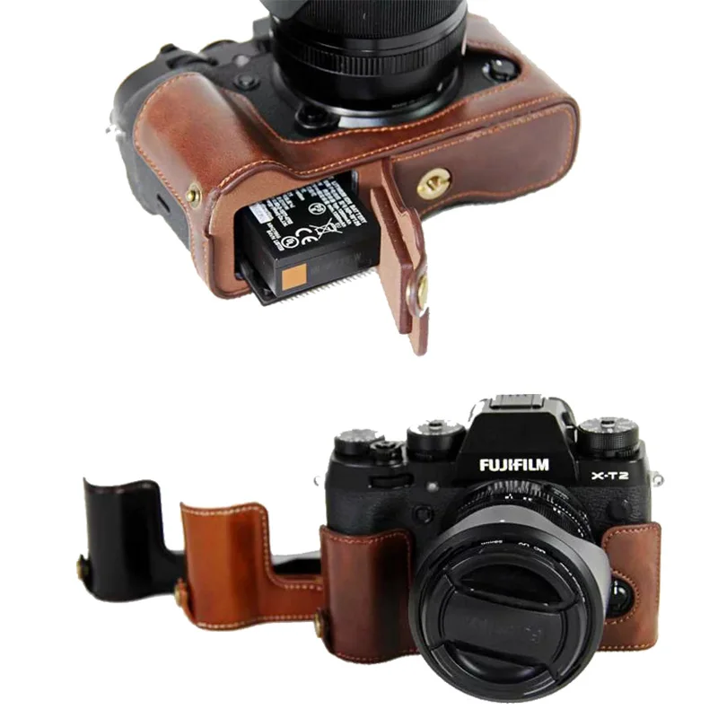 New Vintage Video Camera case half bag for Fujifilm fuji XT2 XT-2 XT3 XT-3 Digital camera High quality Bottom camera bag skin