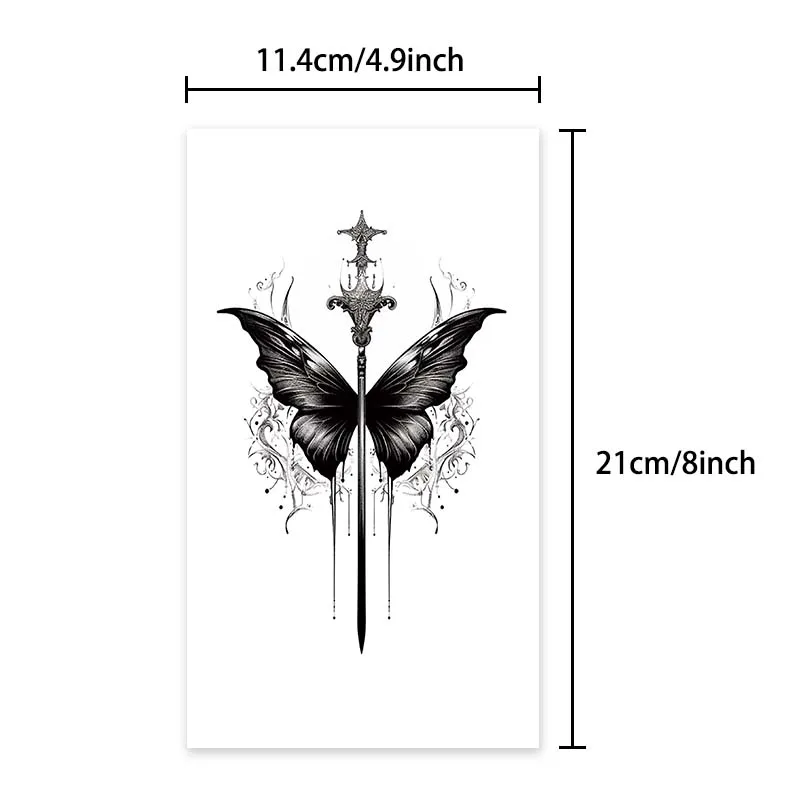 Long-lasting waterproof temporary tattoo stickers simulated non-reflective butterfly sword pattern fake tattoo on women's arm