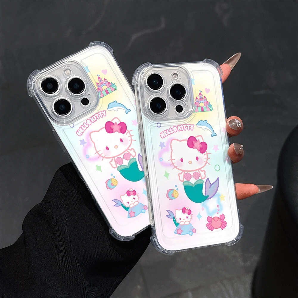 

Прозрачный чехол для телефона Hello Kitty для IPhone 14, IPhone 16/15/14/13/12/11/x/xs/xs Max, чехлы для мобильных телефонов для девочек, Hellokitty Anime