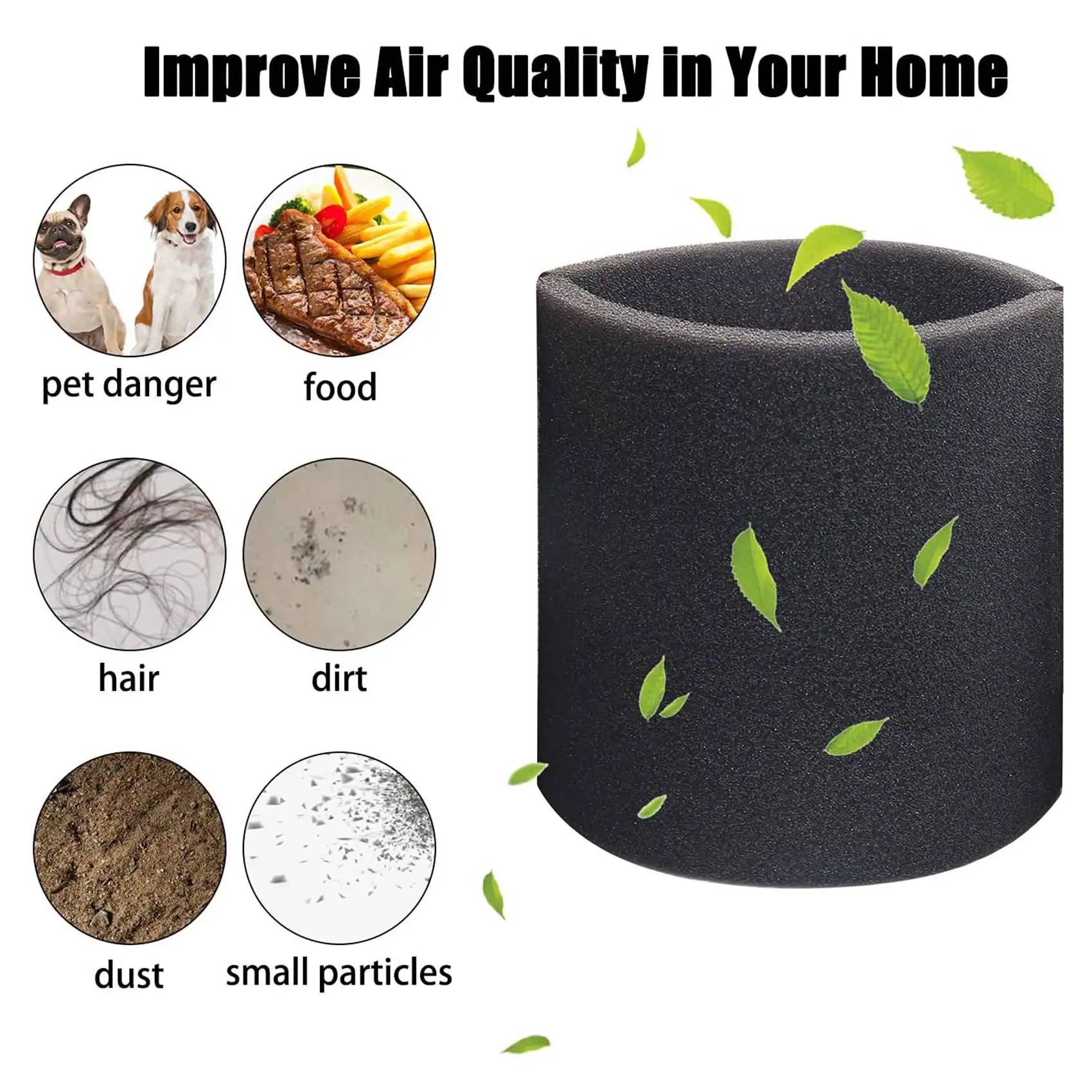 

-A90P 7 Pack VF2001 Foam Filter Type For Shop Vac Wet Dry Vacuums 5 Gallon And Larger,For Vacmaster&Genie Shop Vacuum Cleaners