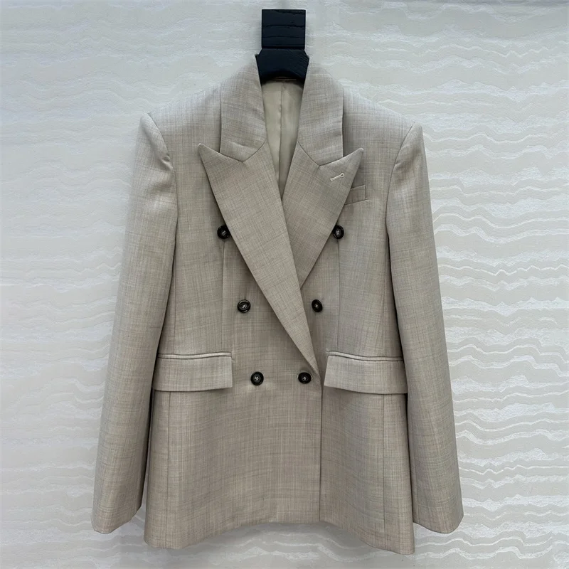 

Women's jacket New autumn 2025 double breasted slim fit lapel long sleeved top Office and leisure women's suit jacket y2k Coat