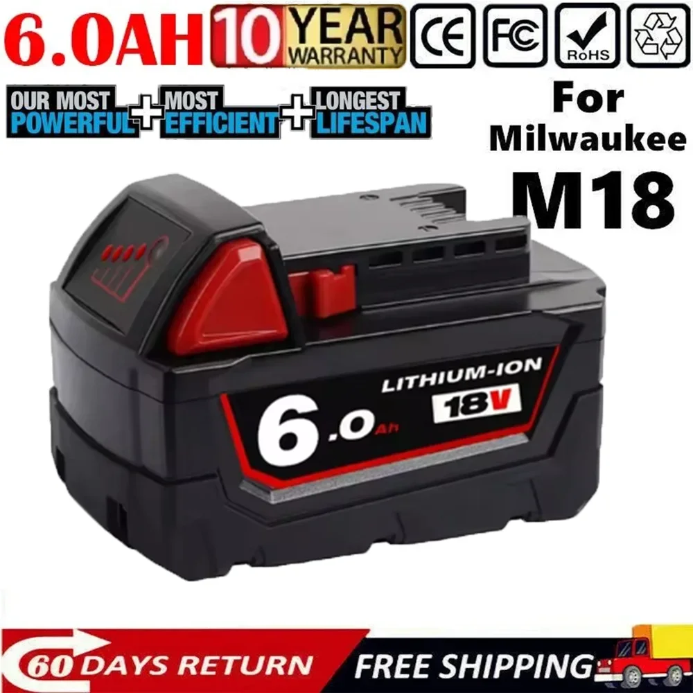 

New tool battery, suitable for new Milwaukee 48-11-1815 48-11850 2646-20 2642-21ct service M18 battery positive charger 12800mah