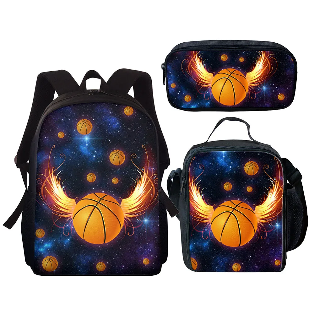 Crianças mochila moda basquete impressão 3d sacos de escola conjunto para meninos meninas bagpack criança mochila estudante saco de livro mochila