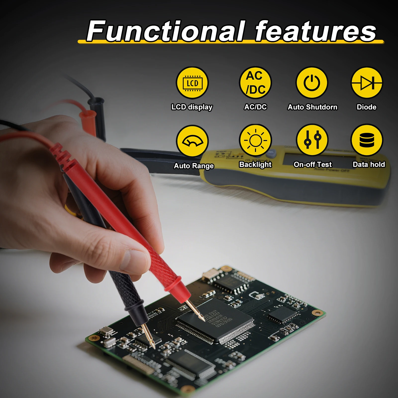 

Auto SMD Tester Resistance Capacitance Diode Zener LED Continuity DC Voltage for PCB Repair Component Test Technician