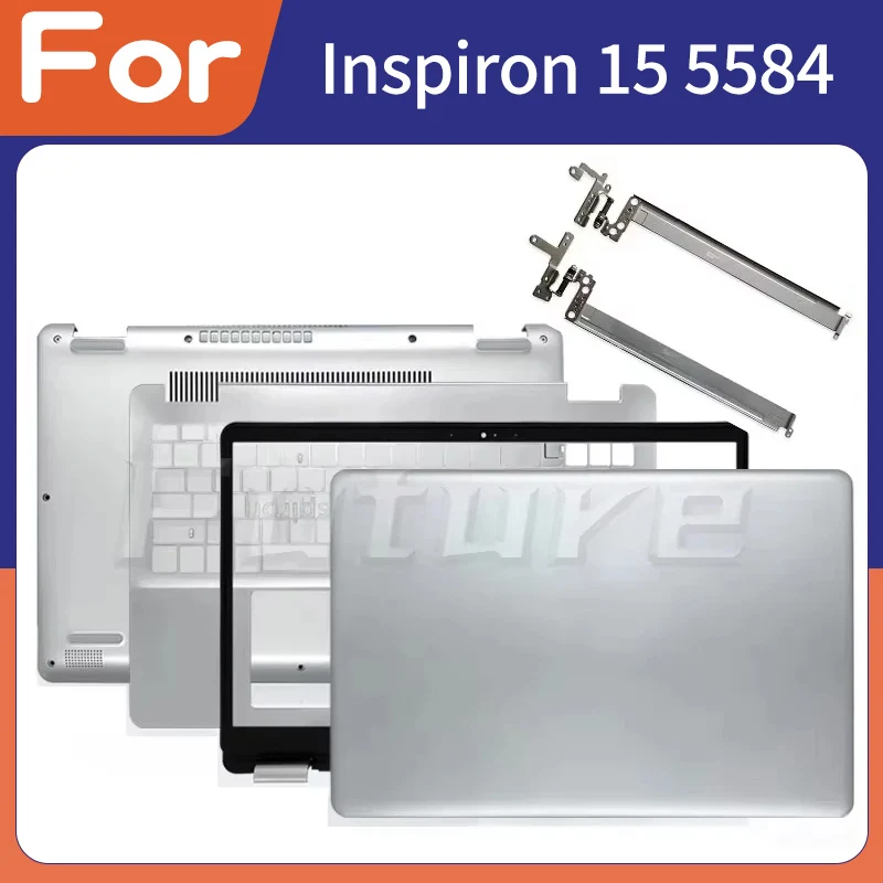 

New Original LCD Back Cover/Bezel/Hinges/Palmrest/Bottom Case Cover For Inspiron 15 5584 0GYCJR Silver