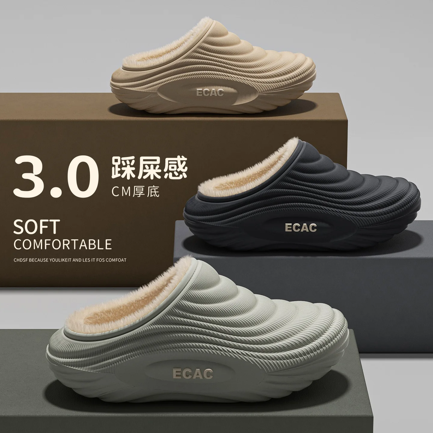 Waterproof cotton slippers men's 2026 new winter home warm indoor anti slip thick bottom plush shell for women's outdoor wear