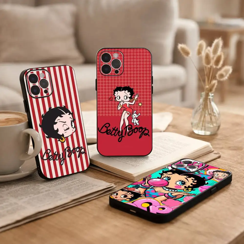 

B-Betty Cute B-Boop Phone Case For iPhone17 16 15 14 13 12 11 Pro Max Plus,5G Soft Black Case