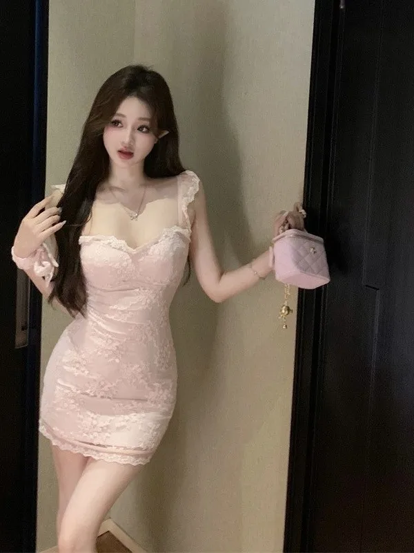 ชุดเดรสลูกไม้เซ็กซี่แบบผ่าข้าง รุ่น Dr Pure Desire ทรงเข้ารูป สไตล์ฤดูร้อน กระโปรงทรงเอ ดีไซน์เรียบหรู ชิ้นเดียว รุ่นใหม่ปี 2025