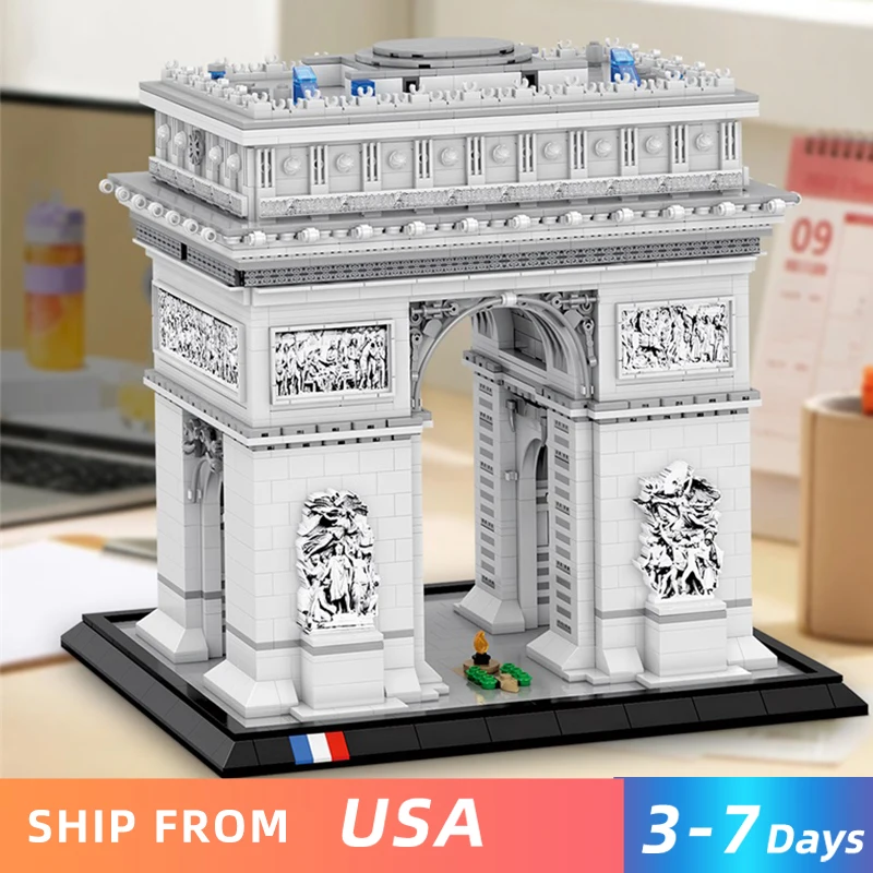 3718PCS Arc de Triomphe building blocks Famous Landmark Model Bricks Desktop Ornaments Kids Educational DIY Toys Holiday Gifts