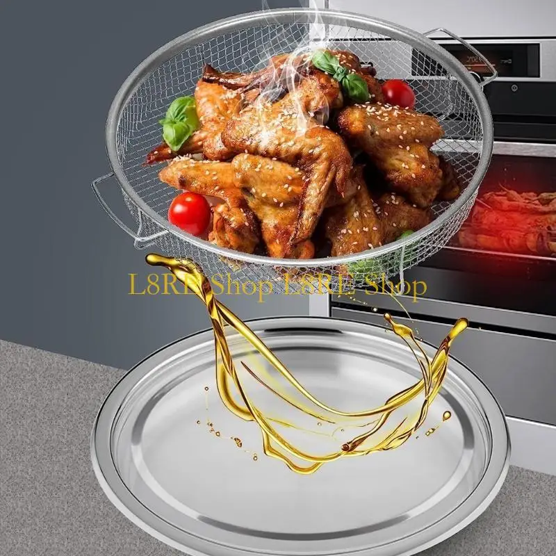 L8RE Air Fryer Basket For Oven Stainless Steel Non-Stick Mesh Barbecue Grill Holder