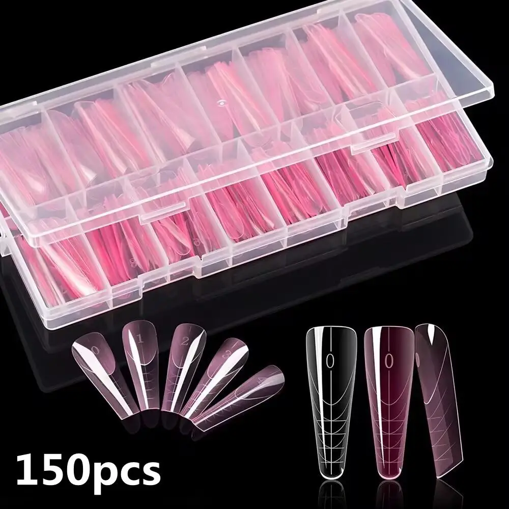 HOT 150Pcs/box Podwójna forma z obręczą Wewnętrzne formy do paznokci do francuskich manicure Poli przedłużone formy żelowe Akrylowe górne formy wielokrotnego użytku