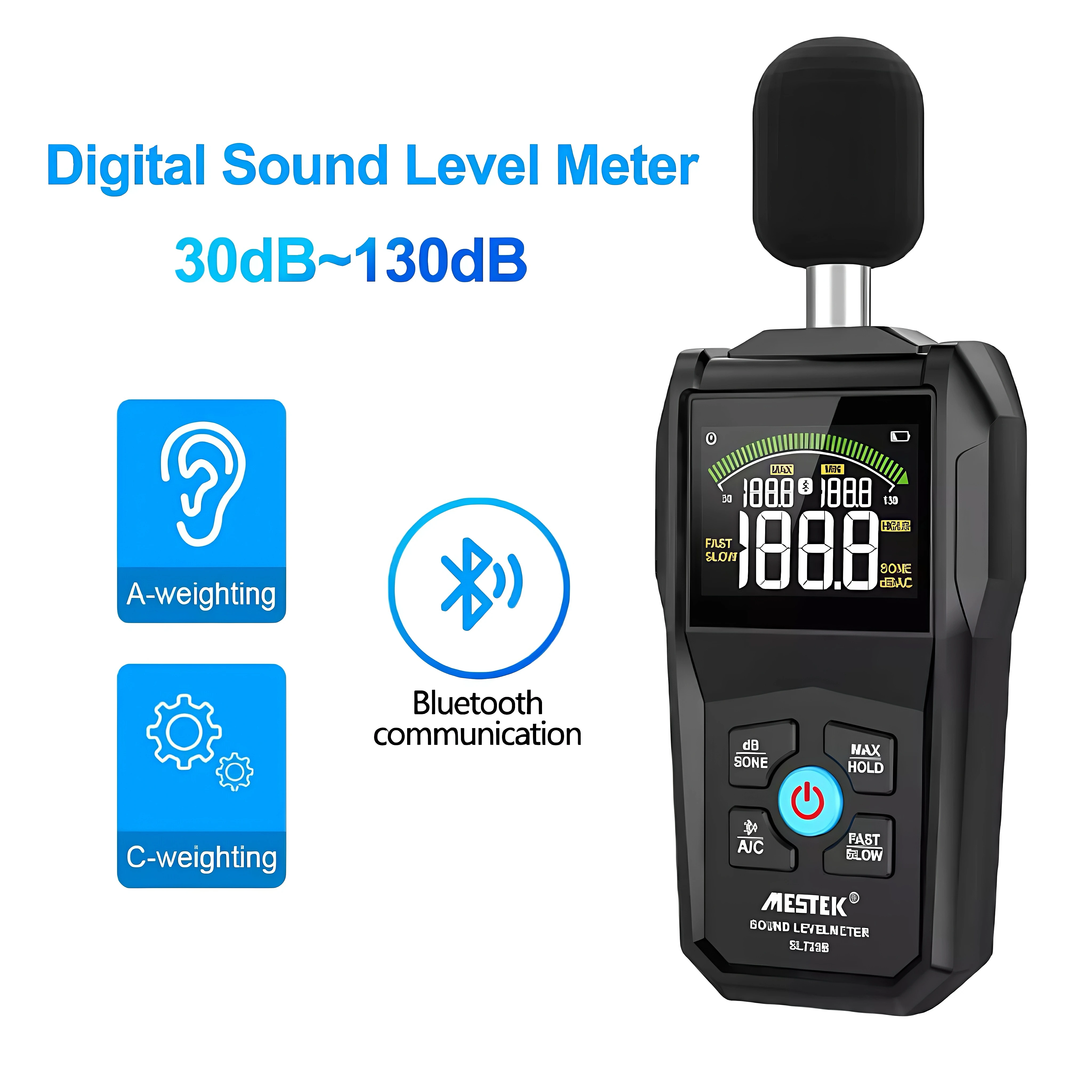 Handheld Rechargeable Noise Detector - High-Precision Decibel Meter for Indoor and Outdoor Sound Monitoring,  Model SL-720B