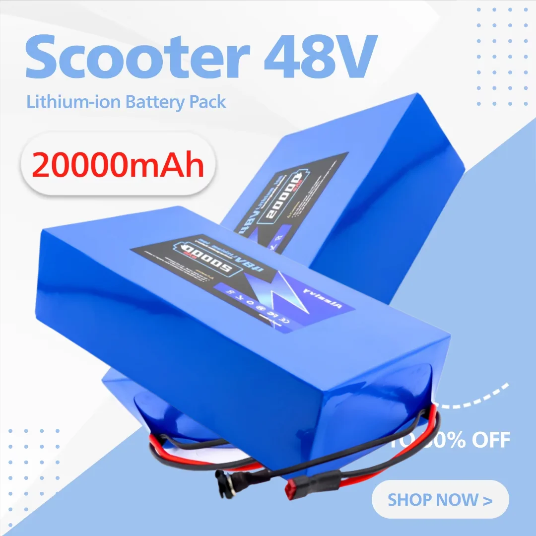 

Aleaivy Genuine 48V 10/12/14/16/20Ah 18650 13S7P Built in 30A BMS Lithium Battery Pack For ≤1500W Motorized Scooter Batteries