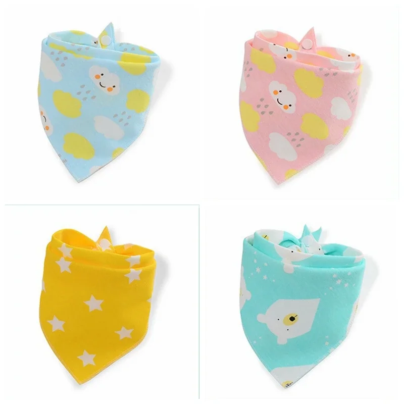 2pcs Baby Bibs Waterproof Triangle Cotton Cartoon Child Baberos Bandana Bibs Dribble Bibs Newborn Slabber Absorbent Cloth