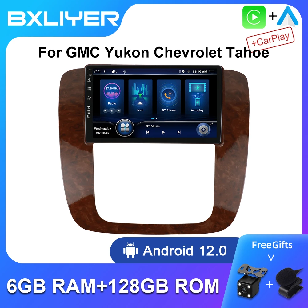 8+256GB Carplay Android 12 2 Din Auto Radio For GMC Yukon Chevrolet Tahoe Suburban 2006-14 Car Multimedia Player GPS Navigation