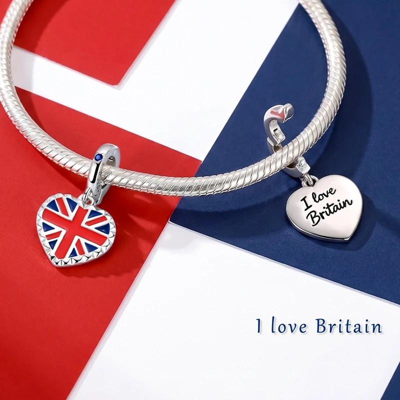 925 Sterling Silver Brazil Mexico Spain Germany British Flag Universal Buckle Pendant Fit Original Bracelet DIY Women Jewelry view 3