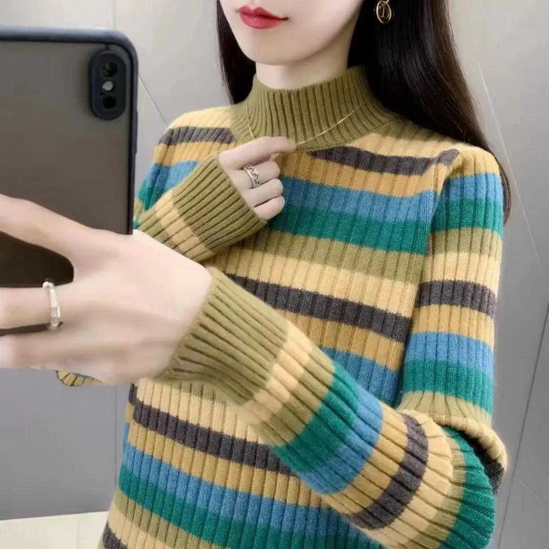Thicke Knitted Pullovers Woman Sweater New Winter Plus Velvet Bottoming Shirt Fleece Lined Warm Knitwear Jumper Female Tops
