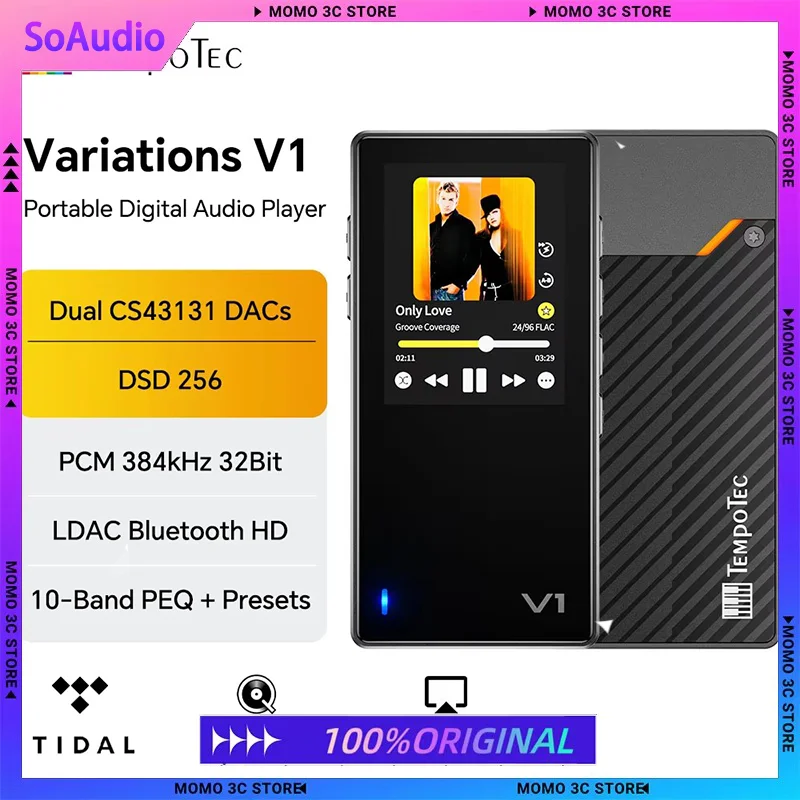 Variations V1 EZHiFi y TempoTec reproductor de música HiFI, reproductor de audio digital, USB DAC, amplificador de auriculares, puertos de 4,4 mm y 3,5 mm, PEQ,