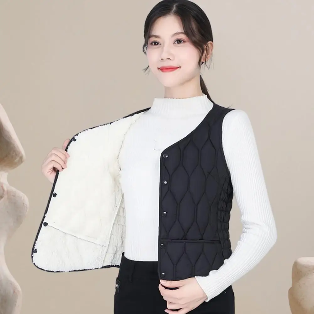 Lady Winter Vest Jacket Stylish Women's Winter Vest Coat with Button Closure Heat Retention Sleeveless Outdoor for Windproof