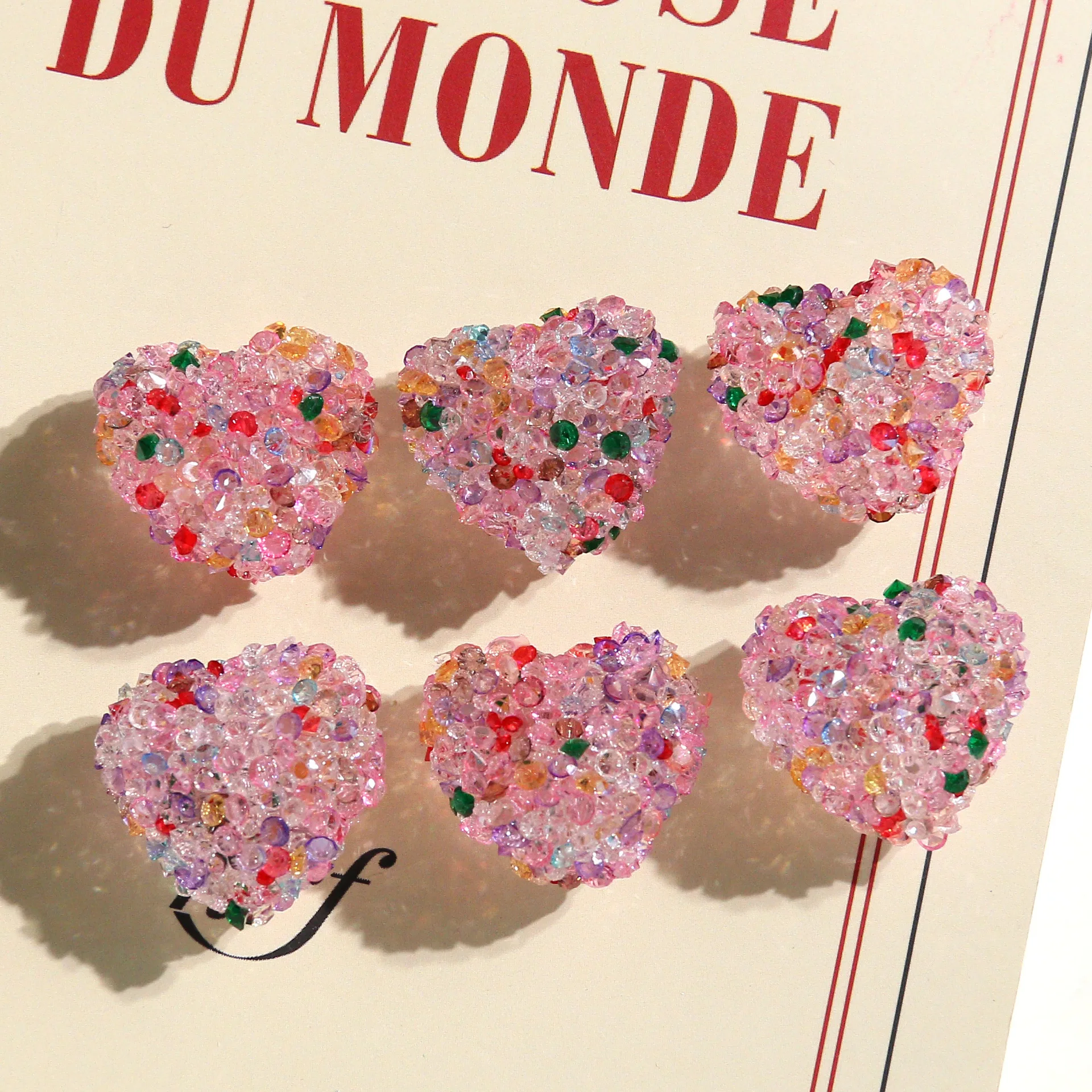 

Новое поступление, модные розовые блестящие стразы, смоляные бусины в форме сердца любви, подходят для девочек, ожерелье, серьги, орнамент, аксессуары, 20 шт., 18*20 мм