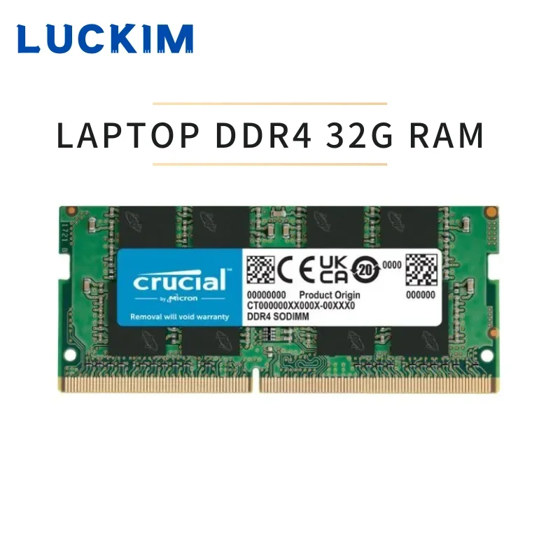 CRUCIAL DDR4 32GB 3200Mhz SO-DIMM 1.1V/1.2V/ 1.6V Notebook RAM Laptop Memory