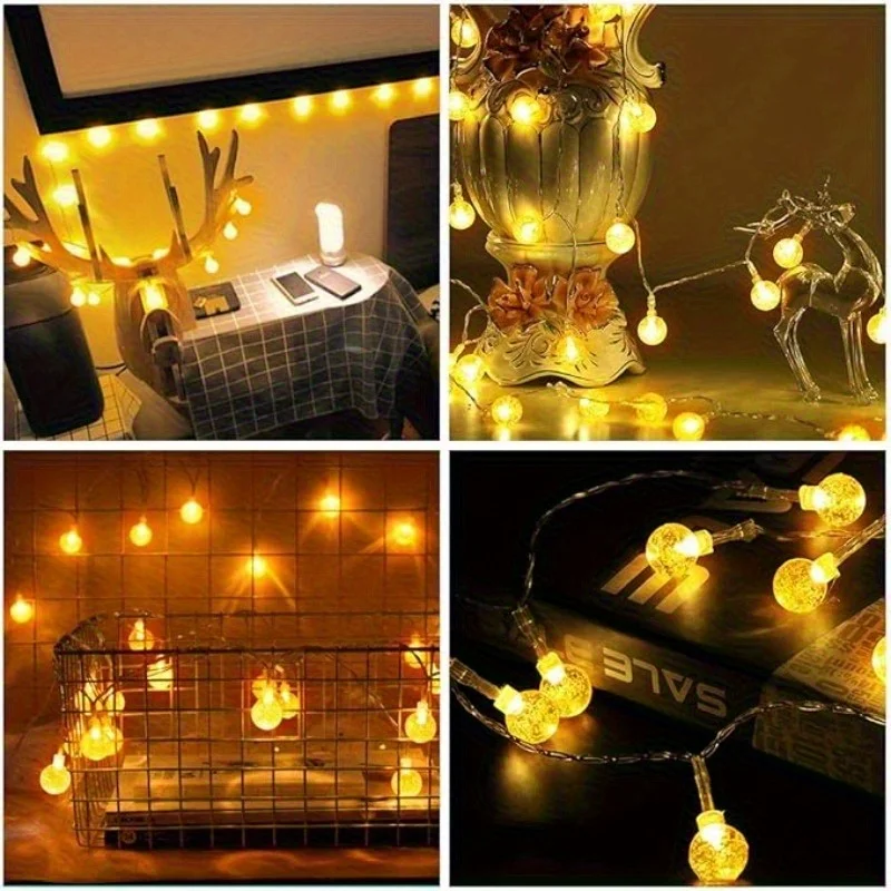 Bubble Ball String Lights Battery/USB Operated Indoor Fairy Lights Globe Fairy Lights Indoor for PartyBedroom Living Room Decor