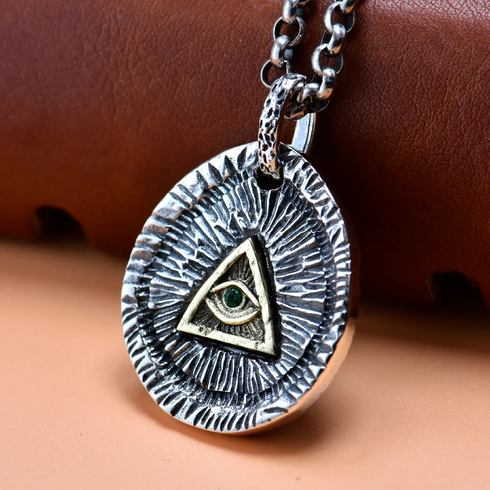 

S925 sterling silver seiko full-nament eye gold and silver color matching pendant full eye pendant necklace