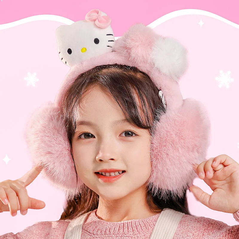 Sanrio Plush Earmuffs Autumn and Winter Warm and Windproof Cute Kuromi Hello Kitty Outdoor Ear Warmer Cartoon Ear Bag My Melody