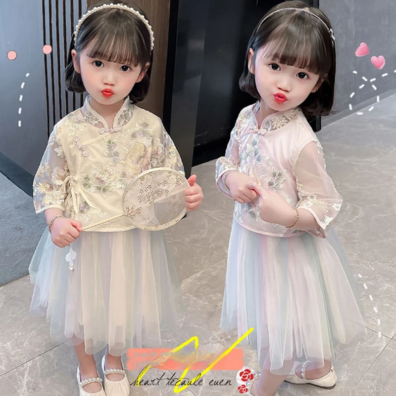 Girl\'s Qipao Dress Spring Autumn Summer Chinese Style Children Little Girl Tang Dress Ancient Style Cross border Princess Dress