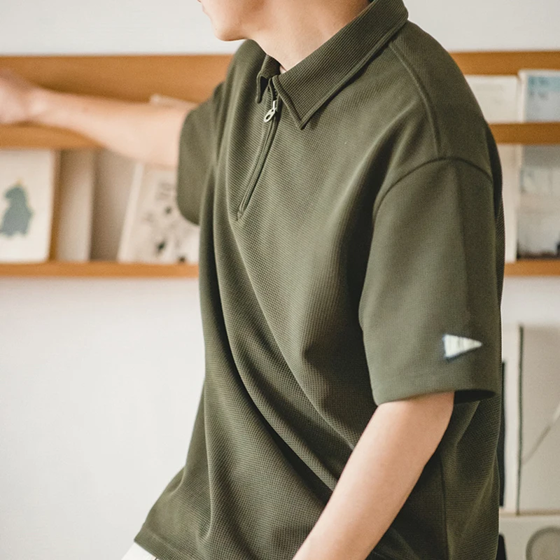 Summer Vintage Waffle Short Sleeve Polo Shirts Men's 2025 New Half
